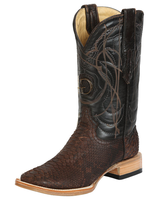 El General Men's Exotic Python Rodeo Boots - Brown 45502
