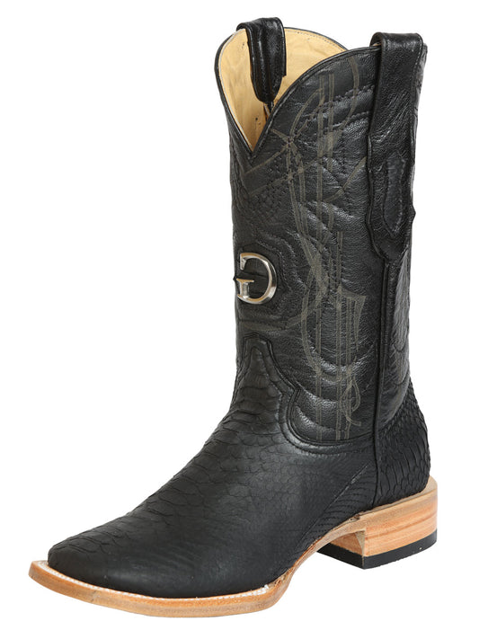 El General Men's Exotic Python Rodeo Boots - Black 45503