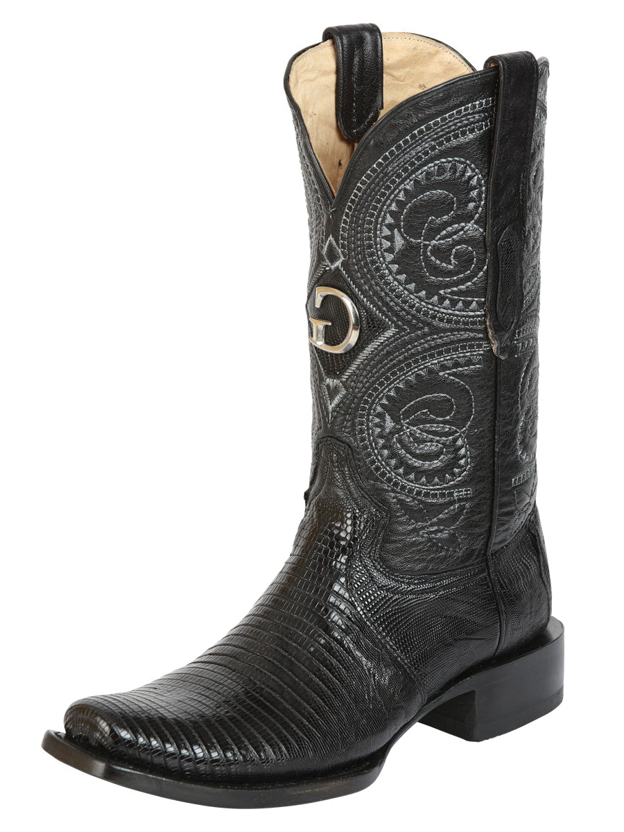 El General Men's Exotic Lizard Cowboy Boots - Black 45512