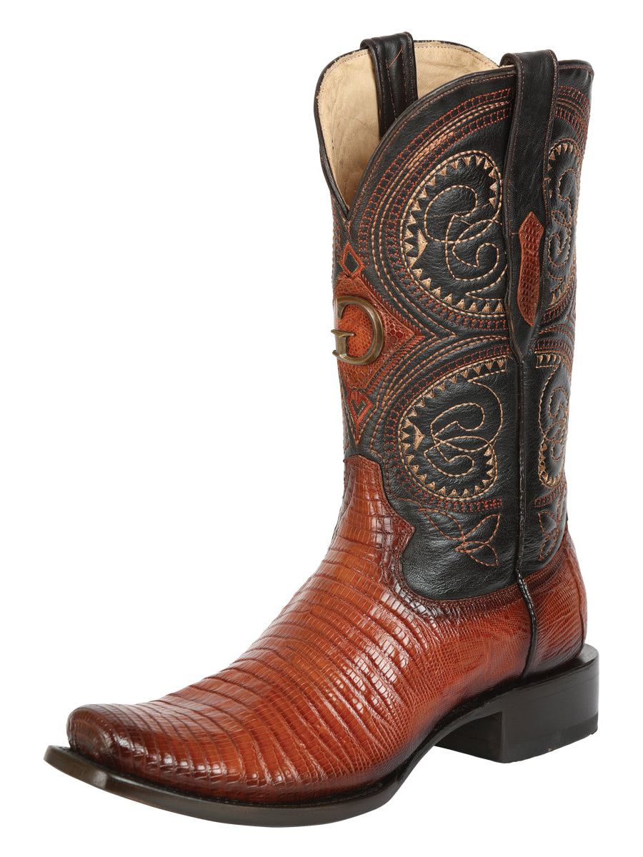 El General Men's Exotic Lizard Cowboy Boots - Cognac 45514