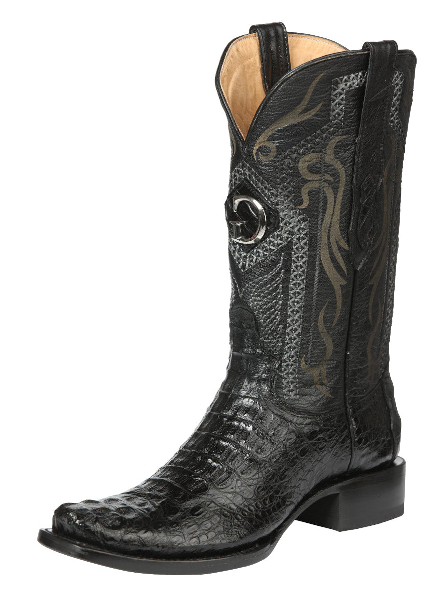 El General Men's Exotic Caiman Nuca Cowboy Boots - Black 45521