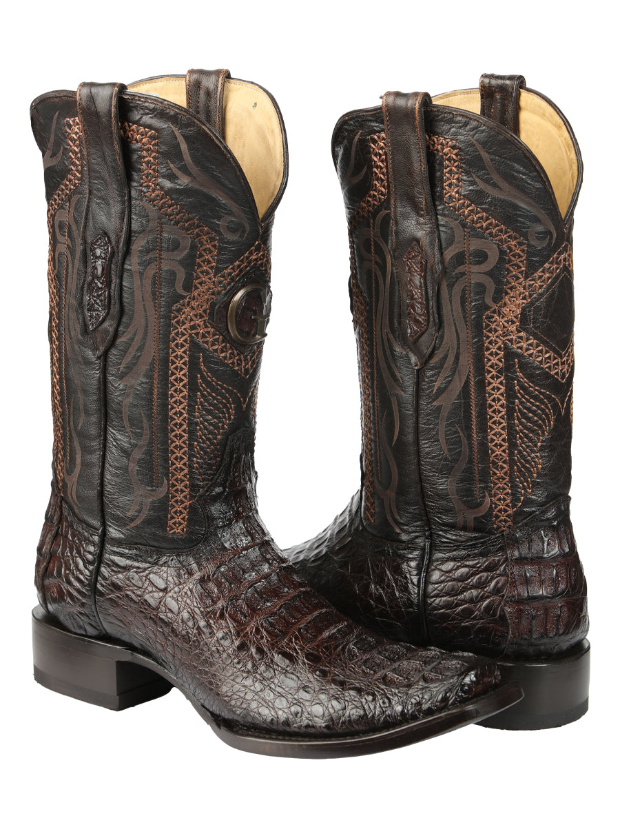 El General Men's Exotic Caiman Nuca Cowboy Boots - Brown 45522
