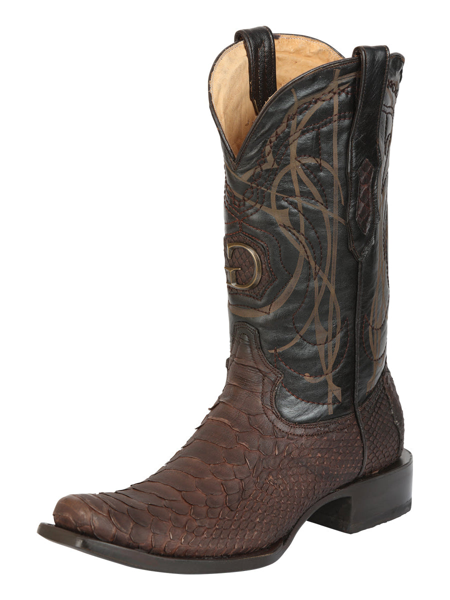 El General Men's Exotic Python Leather Cowboy Boots - Brown  45524