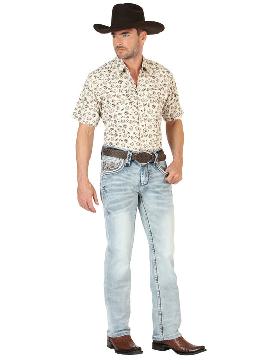 Pantalones de hombre Centenario de mezclilla prémium corte bota - Azul medio 45533