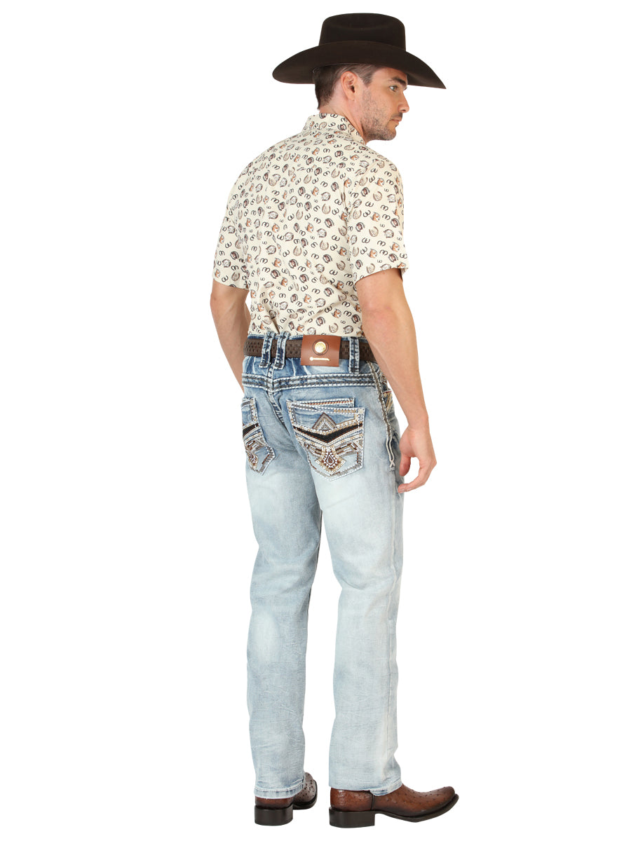 Centenario Men's Premium Denim Boot Cut Pants - Medium Blue  45533