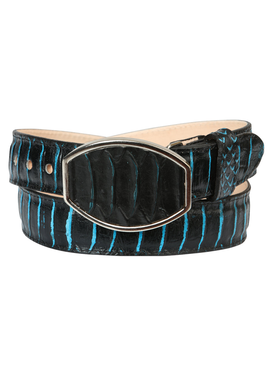 Men’s Western Belt El General Imitation Python - Black/Blue 45572