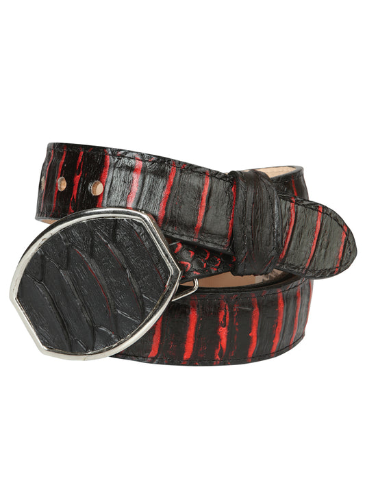 Cinto vaquero para hombre El General imitación pitón - Negro/Rojo 45573