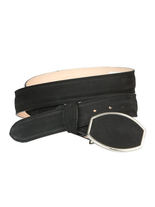 Cinturón de nobuck negro El General Western para hombre 45575