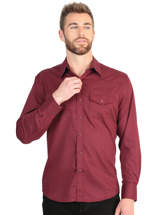 Camisa Western de Manga Larga para Hombre El General - Elástica Burdeos
  45615