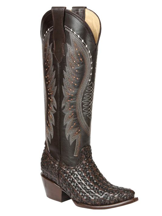 Botas Vaqueras Bordadas para Mujer El General - Choco 45782