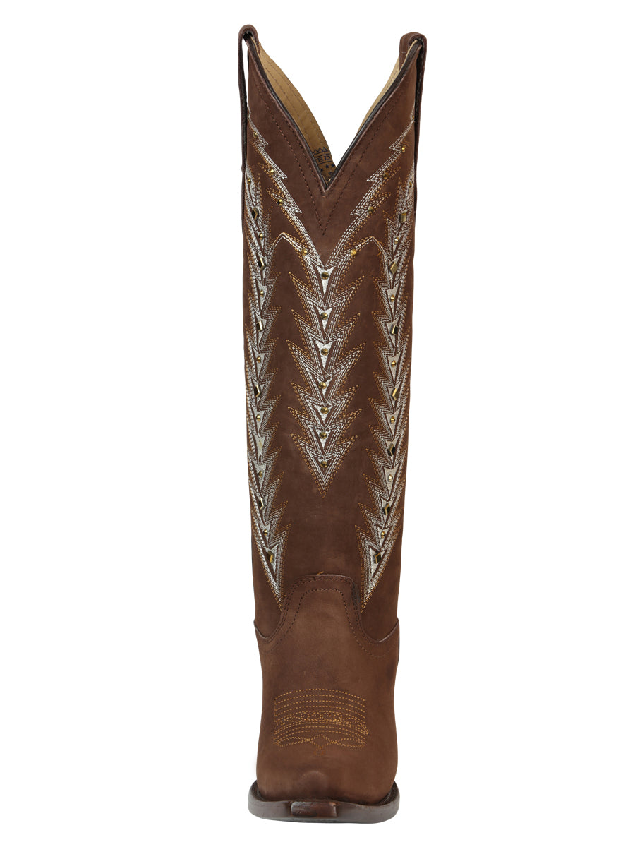 El General Women’s Embroidered Western Boots - Brown 45788