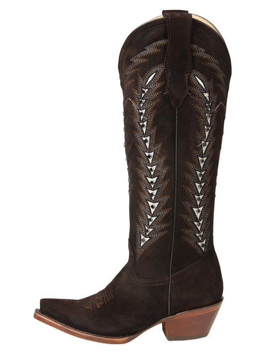 Botas vaqueras bordadas para mujer El General - Marrón oscuro 45789