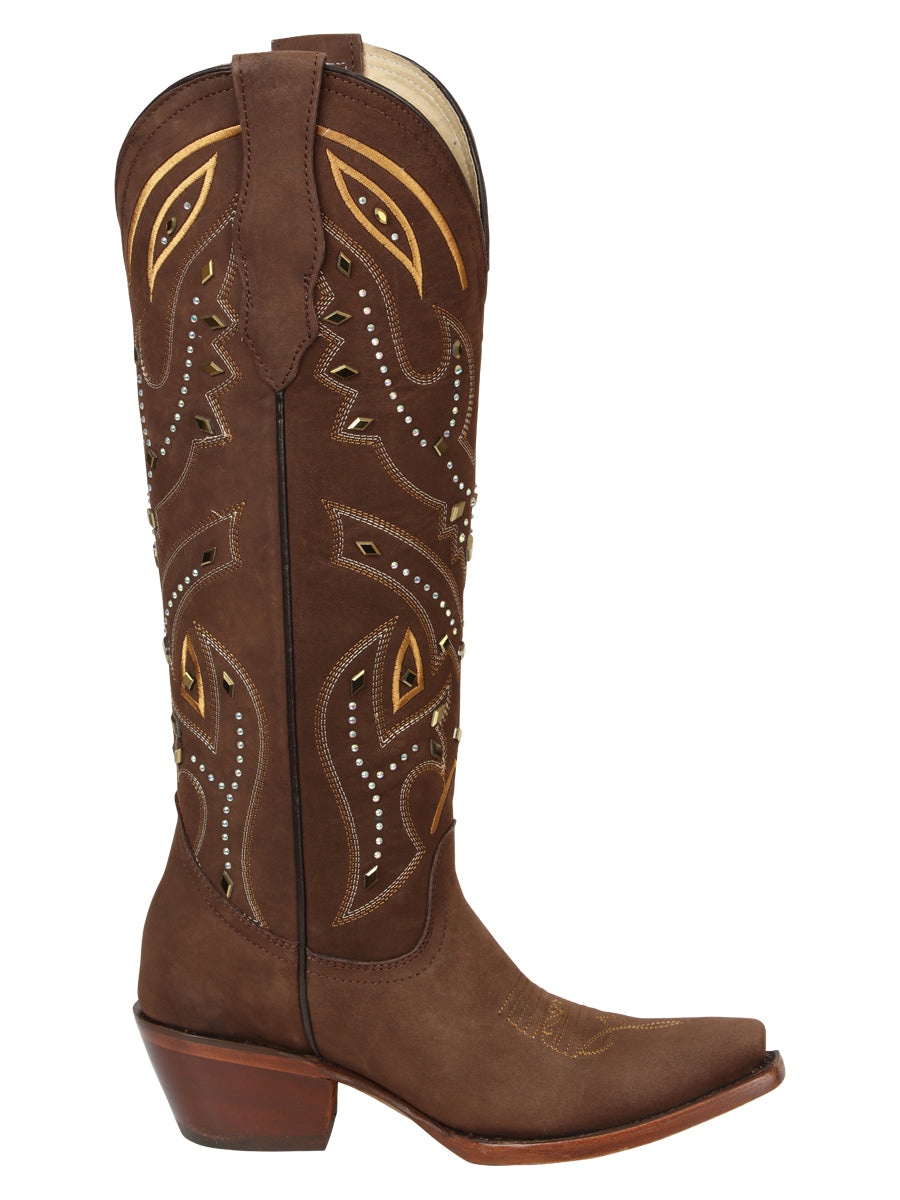 El General Women’s Embroidered Western Boots - Brown 45792