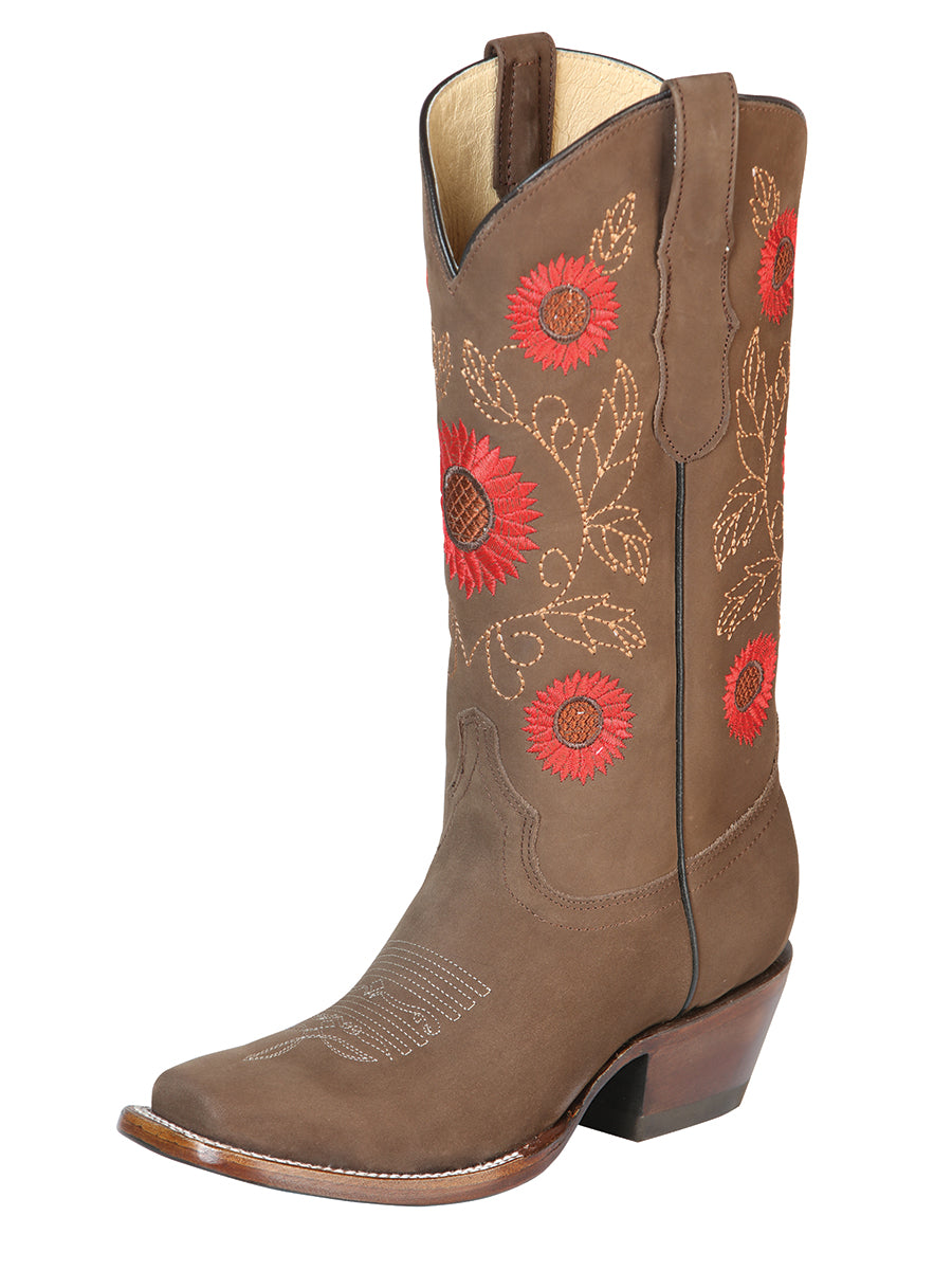 El General Women’s Western Boots Nubuck Leather

 - Camel  51162