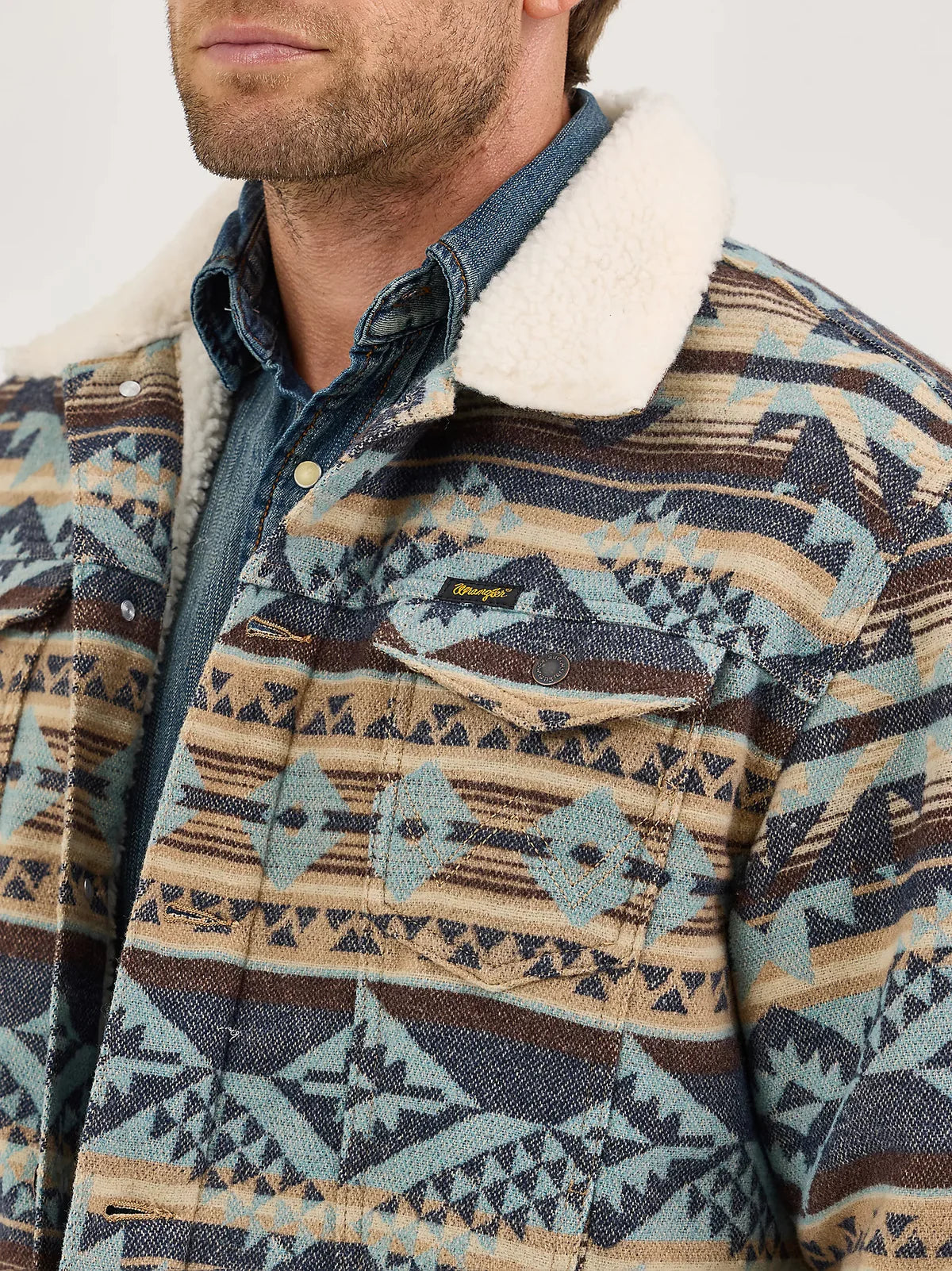 Wrangler Sherpa-Lined Jacquard Jacket - Dark Sapphire