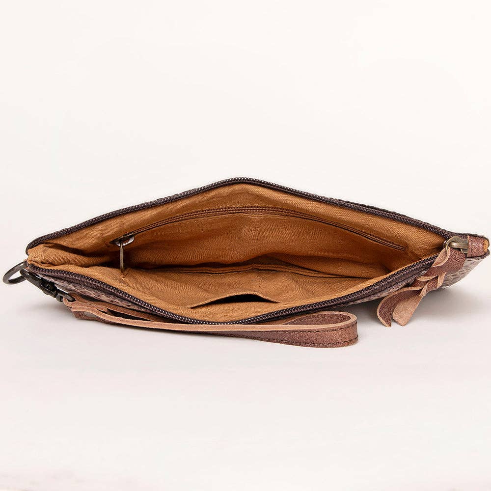 ADBG768 Croc-Embossed Genuine Leather Western Wristlet American Darling