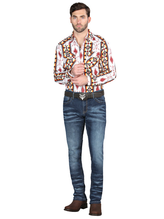 Pantalones ajustados elásticos azul medio El Norteño 126628