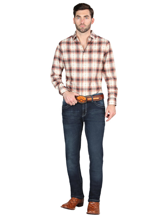 Pantalones El Norteño ajustados elásticos azul oscuro 126633