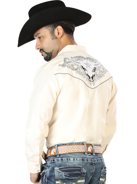 Camisa Bordada El Señor de los Cielos Beige/Gris 126679
