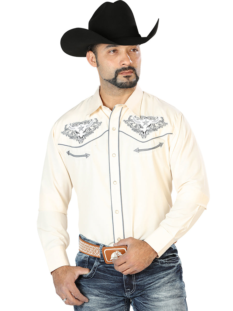 El Señor de los Cielos Embroidery Shirt Beige/Gray 126679