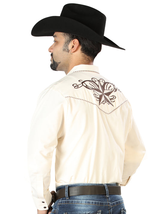 Camisa Western Bordada El General Beige/Negro 126684