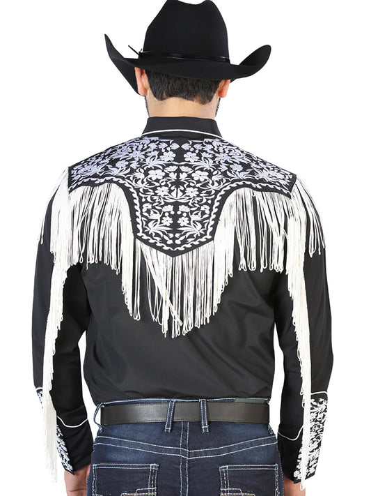 Camisa bordada El Señor de los Cielos, blanco y negro, 126707
