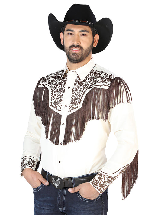 Camisa bordada El Señor de los Cielos beige/marrón 126710
