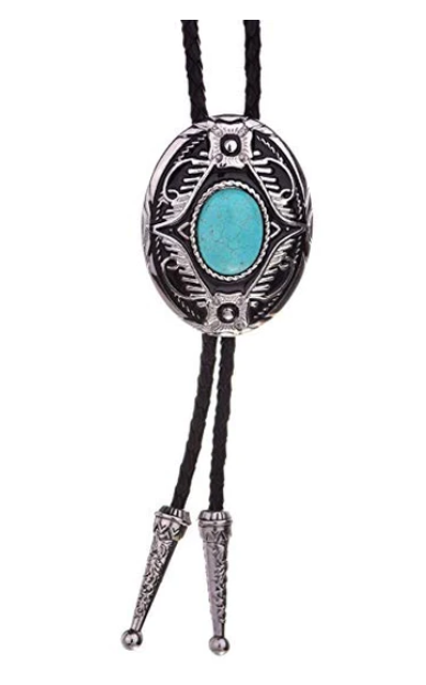Turquoise Western Cowboy Bolo Tie Necklace