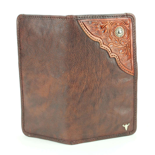 Billetera grande de cuero plegable con detalles repujados #AB W 12 A