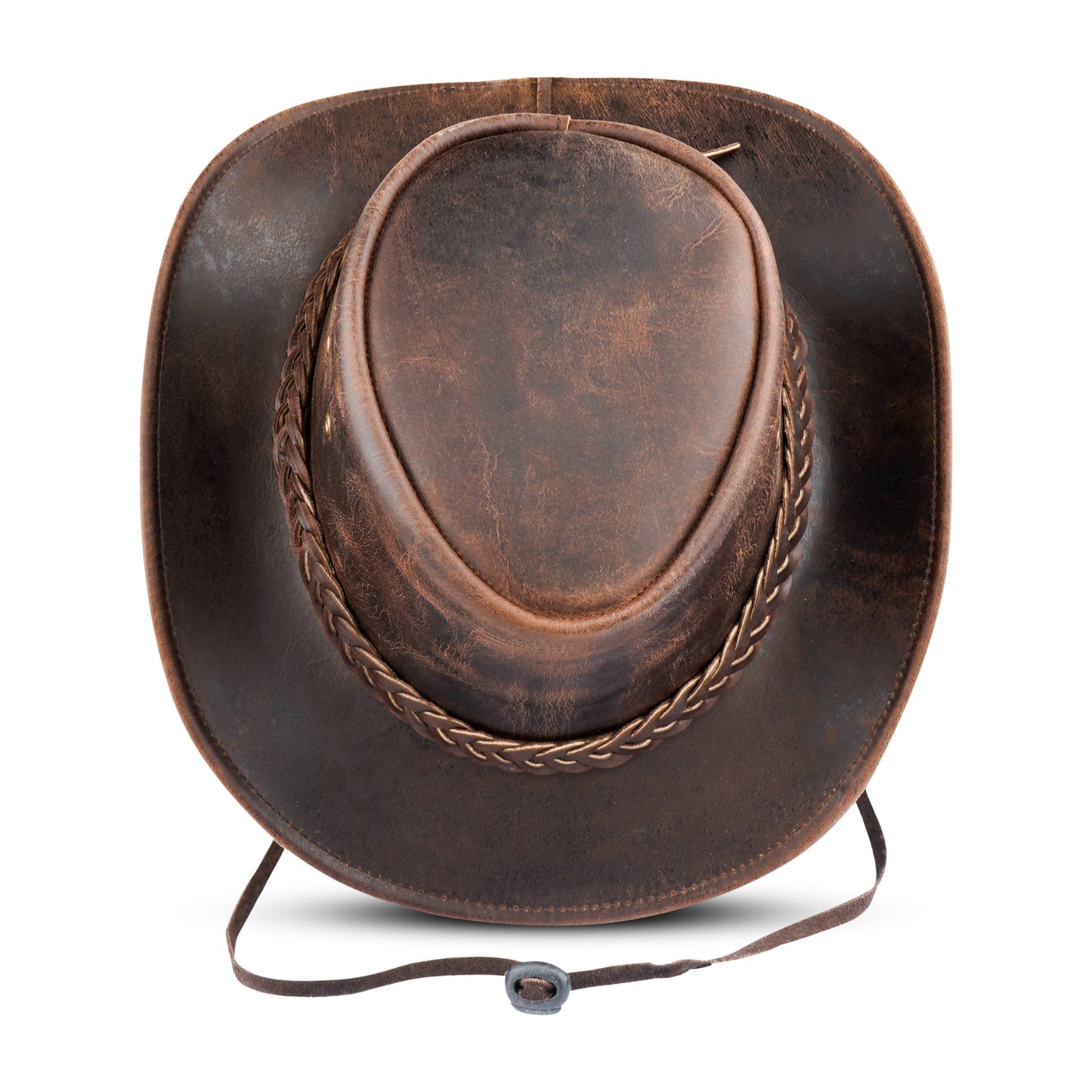 Men's and Women's Brown Western Leather Outback Cowboy Hat
