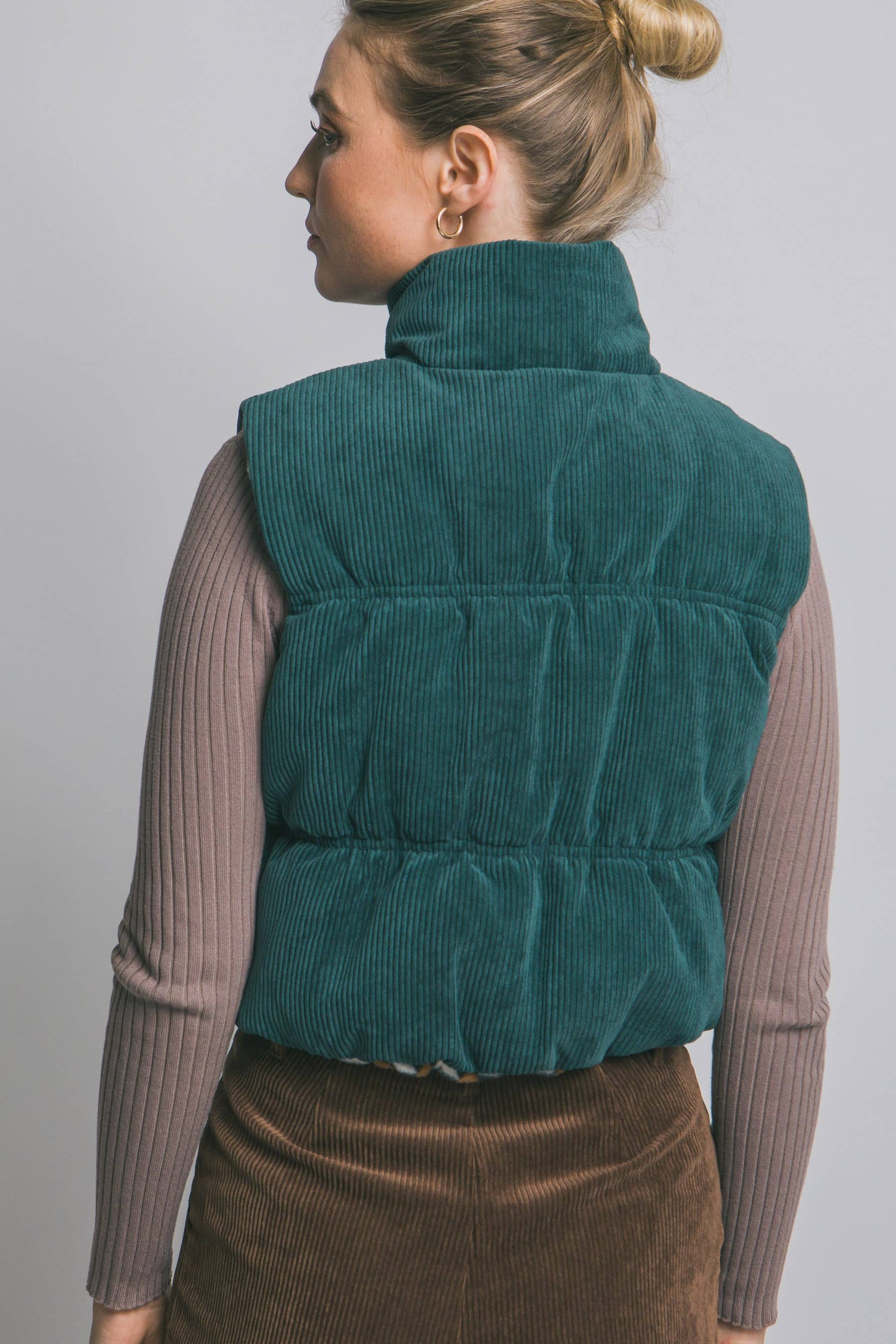 Aztec Print Reversible Corduroy Puffer Vest