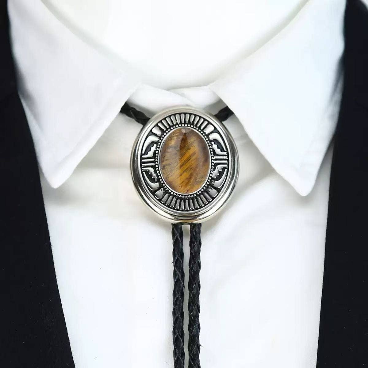 Collar de bolo vaquero ojo de tigre occidental