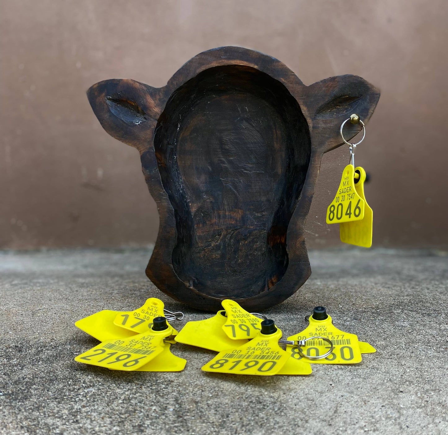 Cattle Ear Cow Tags Keychain - Yellow
