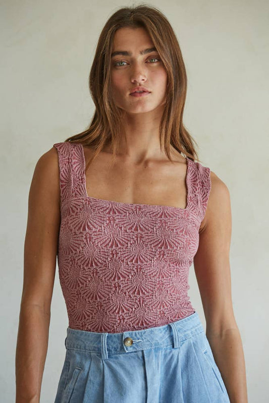 Top de punto jacquard sin costuras