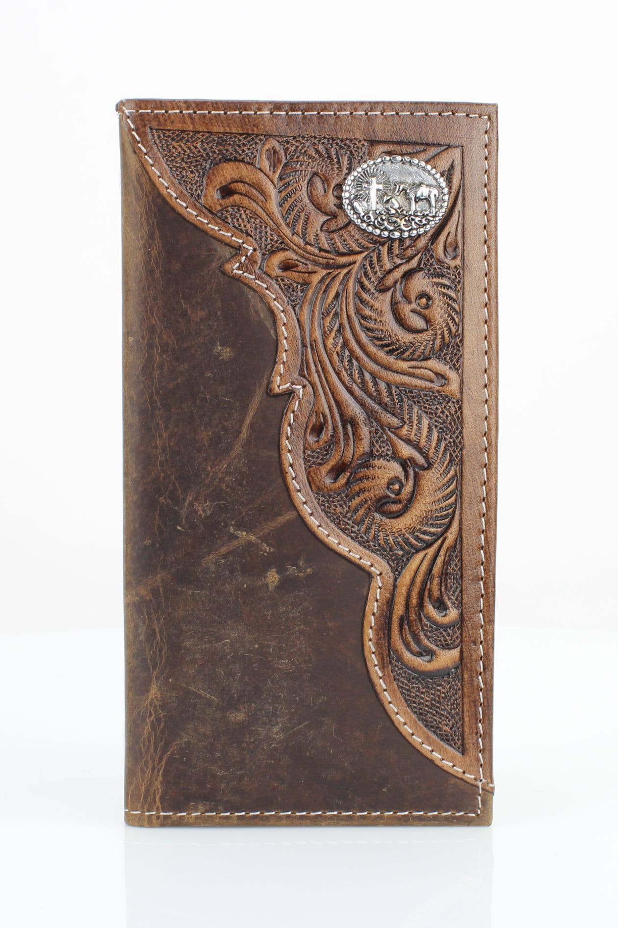 Oil Pull Up Tooled Side Kneeling Cowboy Wallet ABW027 KLCW