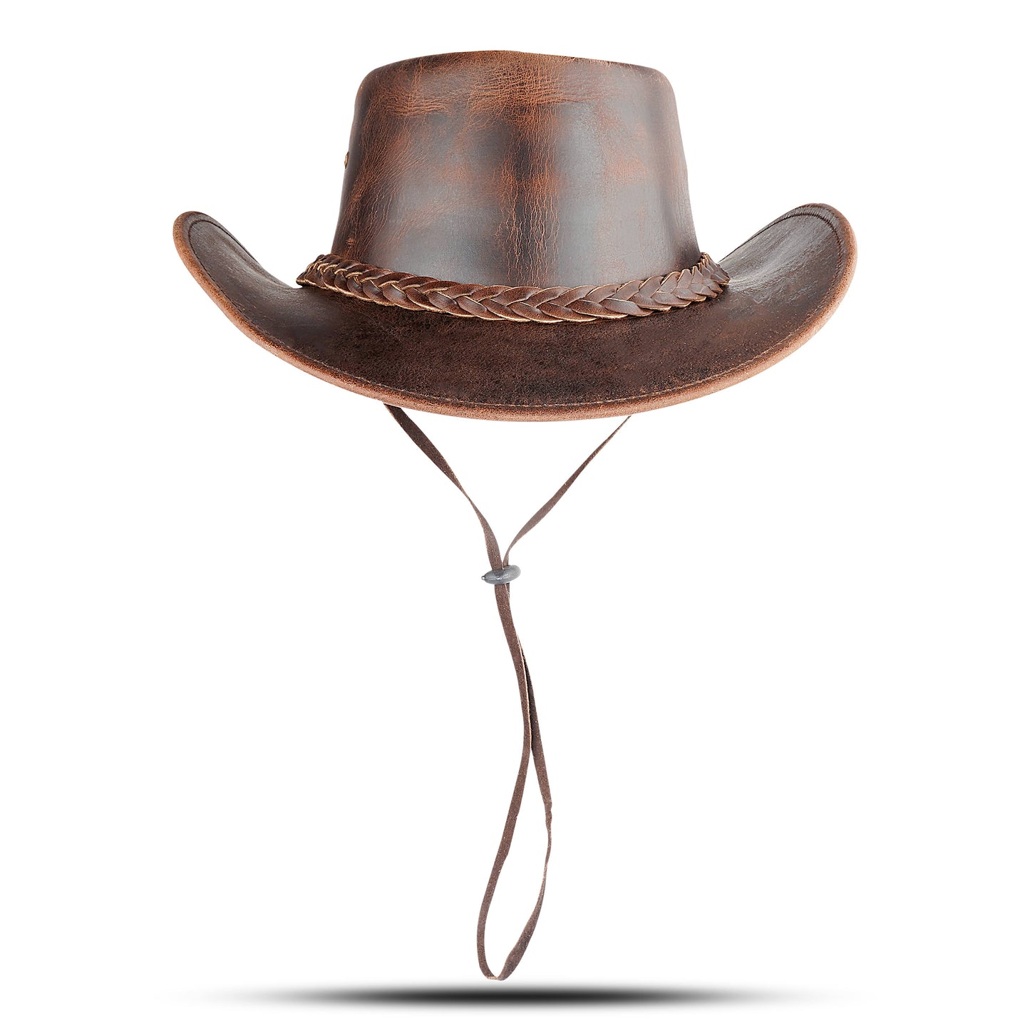 Men's and Women's Brown Western Leather Outback Cowboy Hat