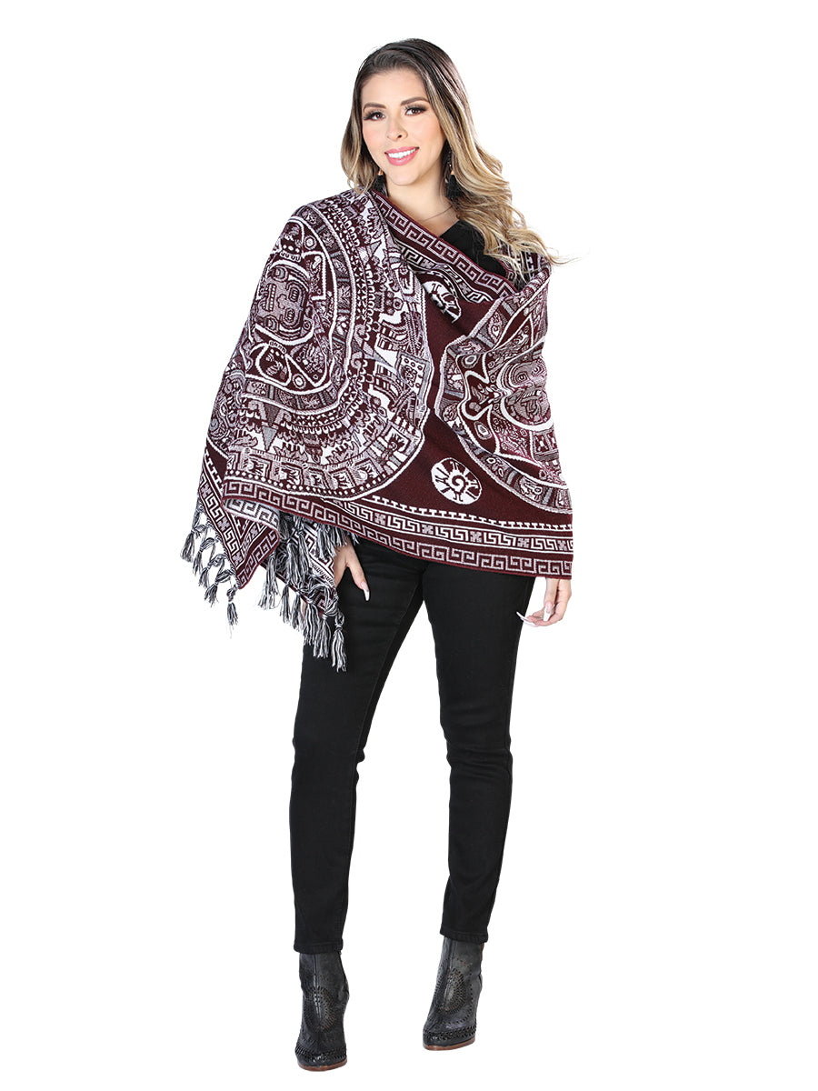 Mexican Artisanal Shawl 100% Acrylic Wine 603889