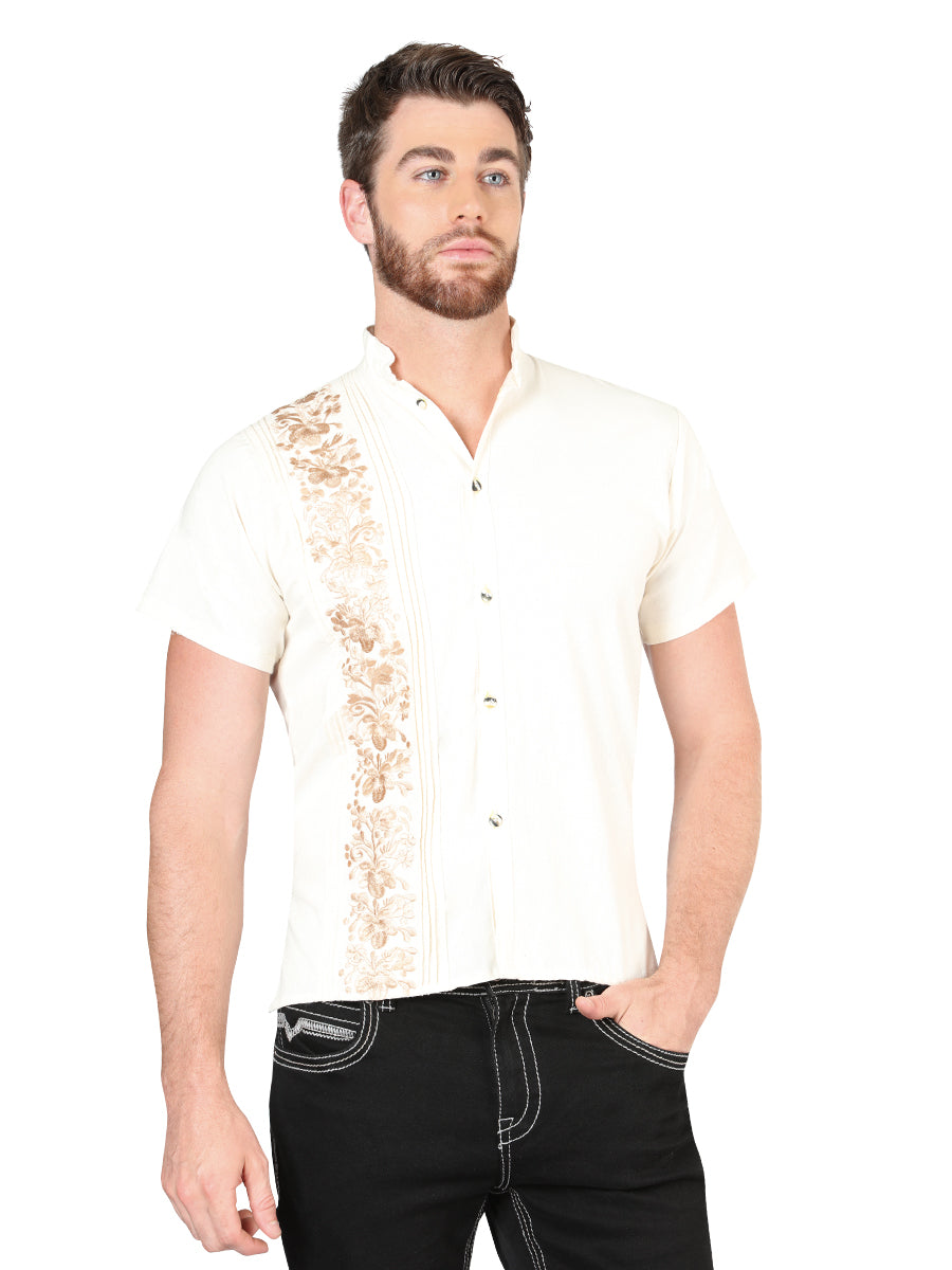 Guayabera Mexicana Bordada 100% Algodón Beige 604004
