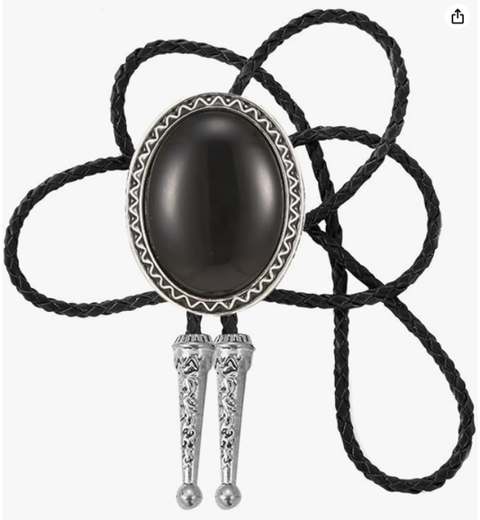 Corbata de bolo vaquera de ónix ovalada