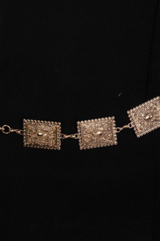 Cinturón de cadena con disco rectangular ornamentado