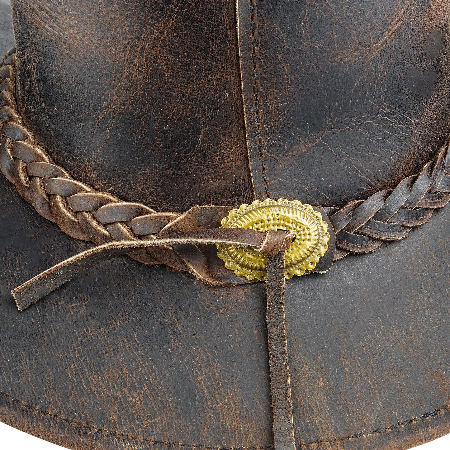 Men's and Women's Brown Western Leather Outback Cowboy Hat