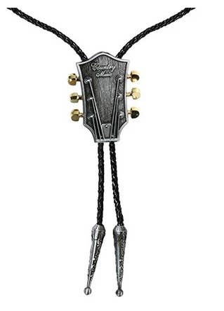 Corbata de bolo con guitarra de vaquero occidental