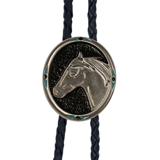 Horse Head Silver Metal Bolo Tie