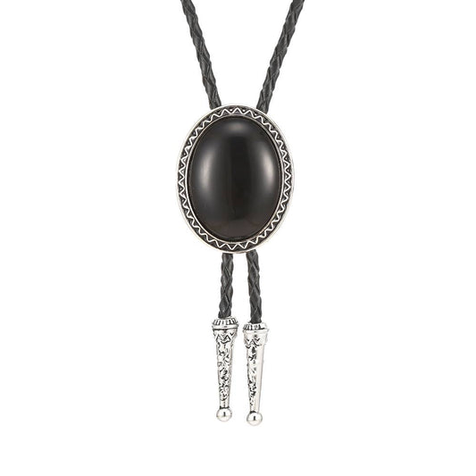 Corbata de bolo vaquera de ónix ovalada