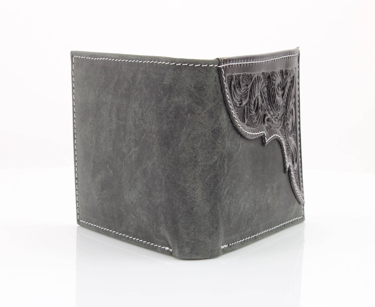 American Bison Oil Pull Up Bifold Wallet Tooled  ABW028