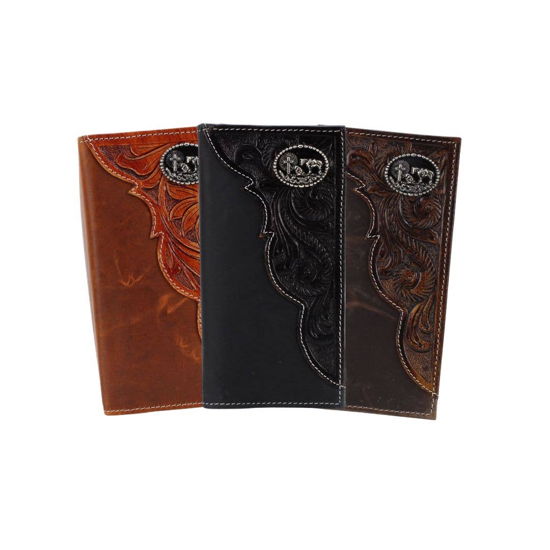 Oil Pull Up Tooled Side Kneeling Cowboy Wallet ABW027 KLCW