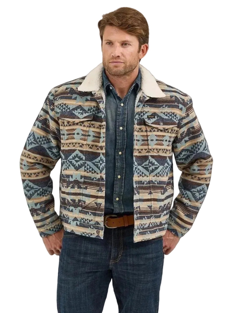 Wrangler Sherpa-Lined Jacquard Jacket - Dark Sapphire
