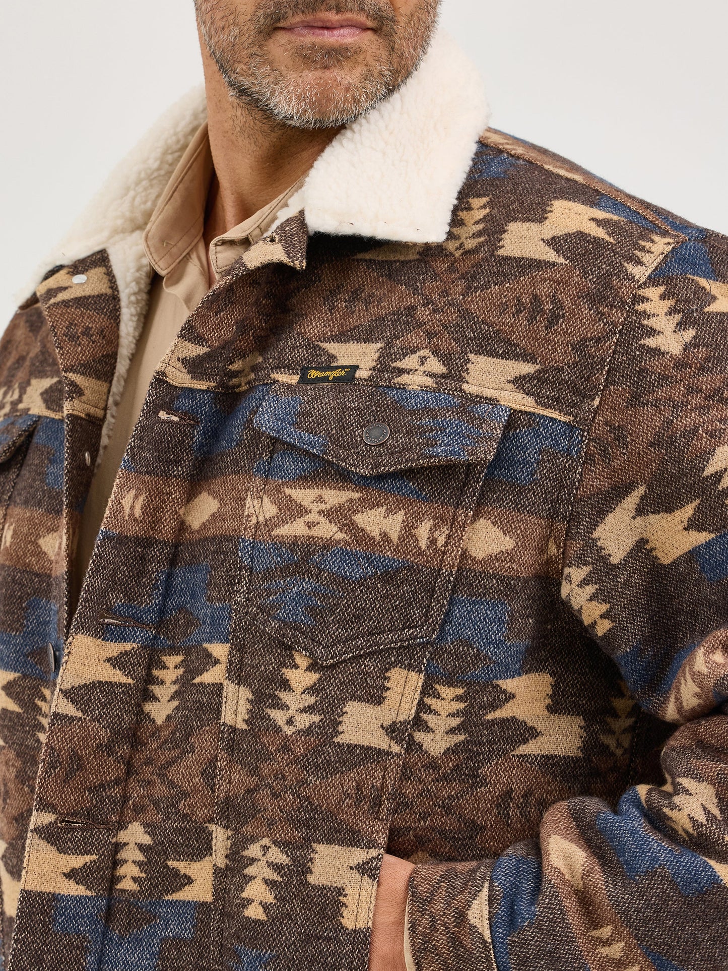 Wrangler Sherpa-Lined Jacquard Jacket - Chocolate Torte