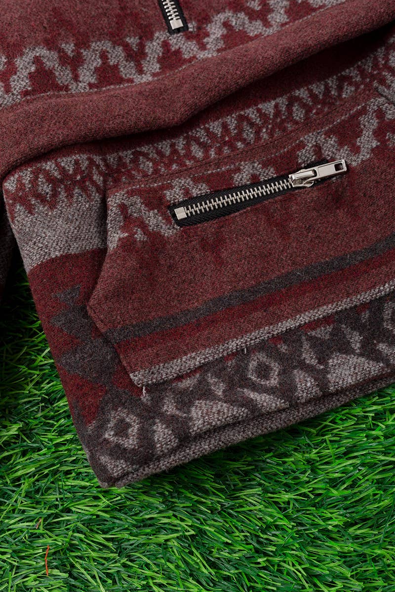 SUDADERA ESTAMPADA AZTECA CON BOLSILLO. TPG65113040 -NAY