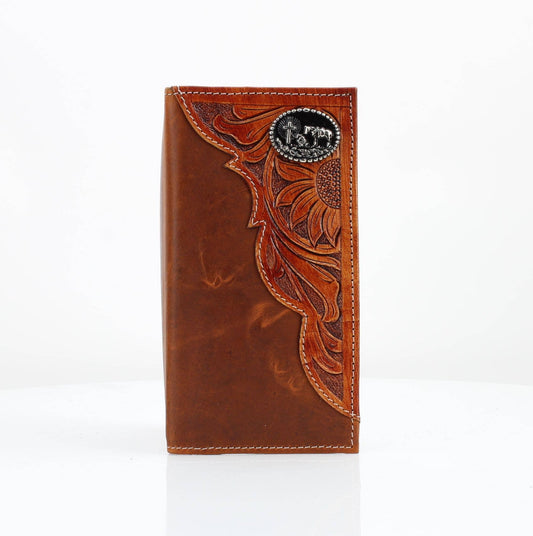 Cartera vaquera de cuero cincelado con tirador de aceite, modelo ABW027 KLCW